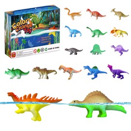 Dinosaur Series - 16pcs Temperature Color Changing Bath Toys, Water Table Toy for Easter Egg Fillers,Goodie Bags Fillers,Themed Party,Classroom Rewards,Carnival Prize, for Kids 3+