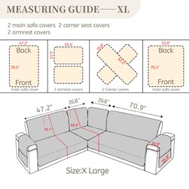 SYJOVIA Sectional Couch Covers for Dogs 100% Waterproof Corner L Shaped Sofa Cover Pet Friendly Velvet Washable Anti Slip L Shape Modular Sofa Slipcover Protector with Pockets (Dark Brown, X-Large)