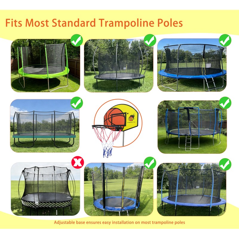 Hamnskyth Trampoline Basketball Hoop, Fits Most Straight & Curved Poles,