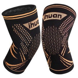 ihuan 2 Pack Copper Knee Brace Compression Sleeves - Upgrade Support for Knee...