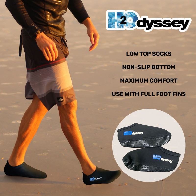 H2ODYSSEY 2mm Neoprene Snorkeling Fin Sock - Large- Fits Shoe