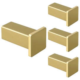 SAYAYO 4PCS Coat Hooks Wall Mounted Gold Door Hooks for Hanging Towels SUS304 Stainless Steel Wall Hooks for Bathroom Heavy Duty Square Style