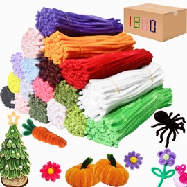 1800 Pcs Pipe Cleaners Craft,18 Assorted Colors Pipe Cleaners Bulk, Chenille Stems for DIY Art and Craft Projects Creative Gift Party Decorations
