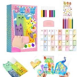 Yoedge Rainbow Scratch Pictures for Children DIY Scratch Painting Set, Rainbow Pointillism Scratch, Funny Scratch Painting Dot Art for Children and Adults