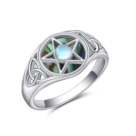 Pentagram Pentagram Ring Sterling Silver Pentagram Amulet Ring Pentagram Star Wicca Jewellery Gifts for Women Men, Silver