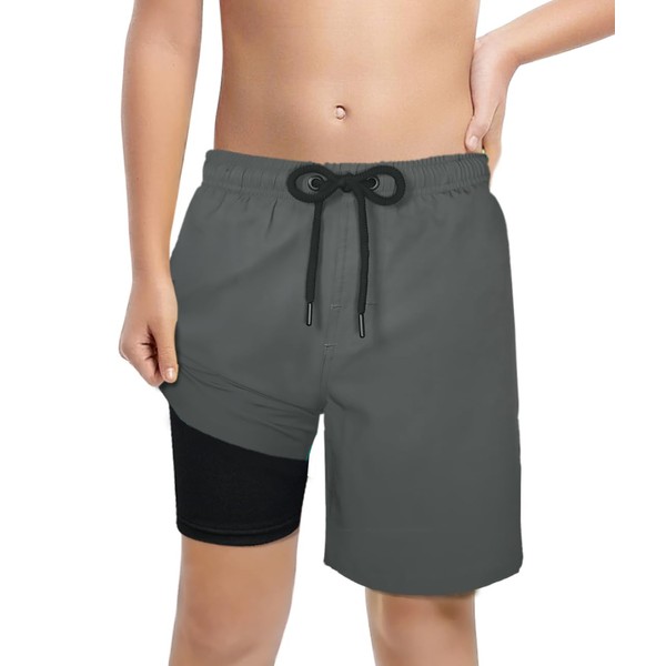 LUCOWEE Boys Swimsuit Trunks Boxer Brief Lined Chafe-Free Swimming Shorts