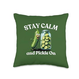 Stay Calm And Pickle On Sweet Sour Dills Sliced or Whole Fun Throw Pillow