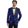 MAGE MALE Men's Velvet Floral Tuxedo Peak Lapel One Button
