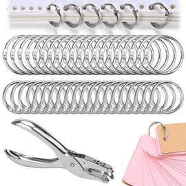 Kigniote Pack of 100 Book Rings with Punch Pliers 20 mm 25 mm Binder Rings Binder Rings Index Cards Rings Ring Binding Silver Book Ring for Loose Leaf Scrapbook Album Book Binding DIY