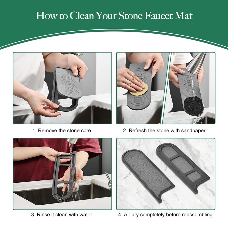 Faucet Mat for Kitchen Sink with Airflow Silicone Sleeve, Instant-Dry