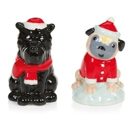Premier Decorations Santa Dog Salt and Pepper Shakers - 8cm - Gift Idea for Christmas Xmas - Dog Themed Salt and Pepper Pot, UK Design, Novelty Present, Christmas Tableware