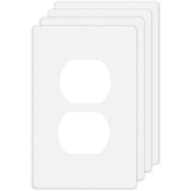 Screwless Duplex Receptacle Outlet Cover Wall Plates 1-Gang Duplex Switch Outlet Electrical Cover Plate Unbreakable Thermoplastic Faceplate for Decorative Receptacle Outlet Switch, White (4 Pack)