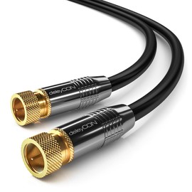 deleyCON SAT Antenna Cable 2m (6.57 ft.) Coaxial Satellite Cable Gold-plated F-type connector straight Metal Connector UltraHD FullHD HDTV - Black