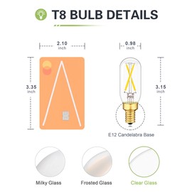 E12 LED Bulb 25 Watt Equivalent, 4000K Neutral White, 2W Dimmable Candelabra Tube Light Bulbs, T6 LED Candle Bulb for Chandelier Ceiling Fan 200LM, Clear T25 Tubular Small Filament Bulbs, 4 Pack