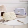 Kintiva Quilted Cotton Makeup Bag Travel, Portable Toiletry Cosmetic Pouch