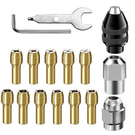 16 Pieces Chuck Collet Kit,Multi Chuck Set for Dremel Collet Nut Kit,Brass Collets Set 0.5-3.2mm，Quick Change Accessory Compatible with Dremel（8200 7700 4000 3000）