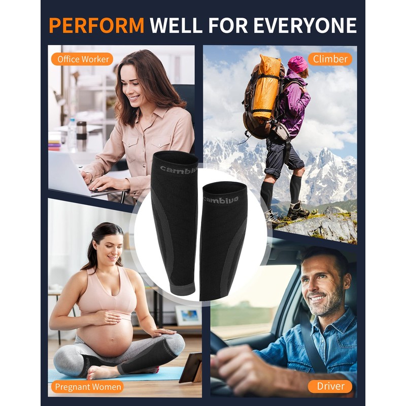 CAMBIVO 3 Pairs Calf Compression Sleeve for Men and Women,