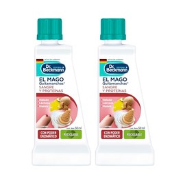 Dr. Beckmann, El Mago Quitamanchas Sangre y Proteínas, Elimina Manchas de Huevo, Lácteos, Helado, Calidad Alemana, 2 Botellas de 50 ml