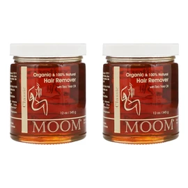MOOM Organic Sugar Wax with Tea Tree Oil, 12 oz Jar (2-Pack), Hair Removal for Bikini, Brazilian, Face & Legs - Soft wax for Sensitive Skin, Best For Women & Men (Strips & Sticks NOT Included)