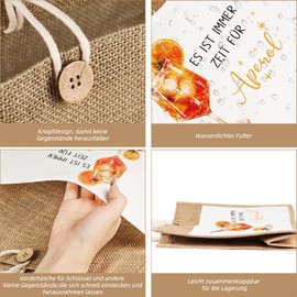 Giftota Jute Bag, Aperol Gift Women, Foldable Waterproof Shopping Bag for Girlfriend, Colleague and Aperol Lovers, Jute Tote Bag, Shopper, Beach Bag