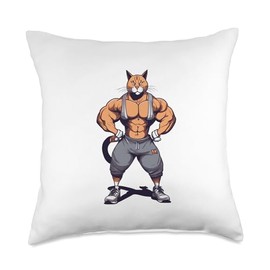 Cat Colourful Animal Print Artwork Polygon Cat Throw Pillow