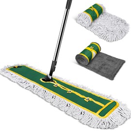 42" Commercial Dust Mop for Floor Cleaning, MASTERTOP Large Flat Mop with Long Handle, Sweeping Broom with 2 Different Mops Pads, Industrial Mop for Hardwood, Tile, Gym, Office, Mall, Warehouse