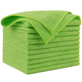 AIDEA Microfiber Cleaning Cloth, 10PK, Microfiber Towels for Cars, Premium All Purpose Car Cloths, Dusting Cloth Cleaning Rags, Absorbent Towels for SUVs, House, Kitchen, Window, 12"×12", Green