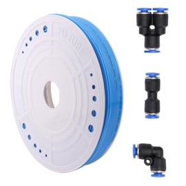 DERPIPE Polyurethane PU Tubing 4mm OD x 2.5mm ID Pneumatic Hose Blue Polyurethane PU Tubing Air Compressor Pipe 200 Meter (656ft) With Straight 5 pcs + Elbow 38 pcs + Spliters 40 pcs