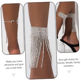 SHOWERORO Anklet for Women Wedding Bride Anklet Tassel Fashion Foot Chain Silver