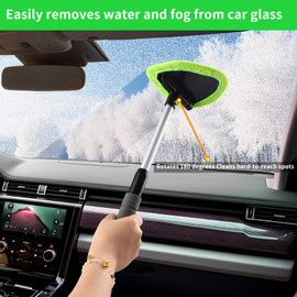 COFSODI Auto Window Cleaning Tool, Retractable Windshield Cleaner Wand, Car Window Glass Cleaning, Double Sided car Window Cleaner, Microfiber Mirror Cleaning Tool kit. Car Interior Cleaning. (Green)
