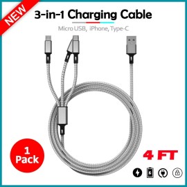 For OPPO B2G1 3-in-1 Multi Charger USB Charging Cable for Oppo Find X8/Pro/Vivo X200 Mini