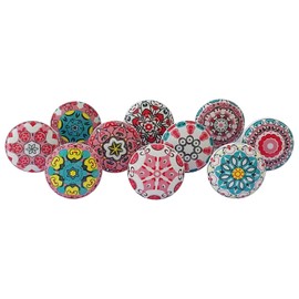 Royal Kraft Vintage Pink and Red Painted Ceramic Pull Knobs for Kitchen Cabinet, Door & Drawer, Wardrobe, Cupboard (Set of 10) Sknob022