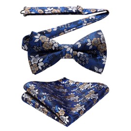 HISDERN - Pajaritas de lazo para hombre preatadas de cachemira, juego cuadrado de bolsillo, pajaritas para hombre, A-blue 8, Talla única