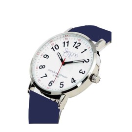 Simone Chic Reloj para enfermeras, profesionales médicos y estudiantes, con segunda mano, esfera de fácil lectura, indicador de hora y segundo, y banda de silicona con varios colores a elegir, Azul Marino