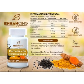 Cápsulas de Cúrcuma 800 mg + Piperina 10 mg – 90 Cáps For Detox, Joints & Energy