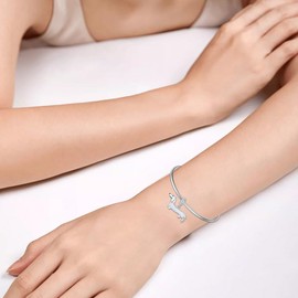 HUKKUN Dachshund Charm Sterling Silver Created Opal Cute Dog Charms Dachshund Jewelry Cham for Bracelets Women