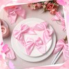 Hahafelt 50 Pcs Pink Bow Satin Napkins Coquette Bow Party