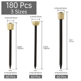 HOJLKLD 180 pcs Picture Hanging Nails, Steel Pin & Brass Head Picture Frame Nails 3 Size (1.3*25/1.4*26/1.8*35 mm) with Plastic Box for Drywall Pictures Mirrors Baskets