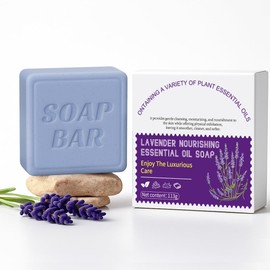 APPTI Botanical Natural Soap Bar, Womens Moisturizing Bar with Essential Oils, Handmade, Vegan, Soaps for Face & Body, 3.98oz (Lavender)