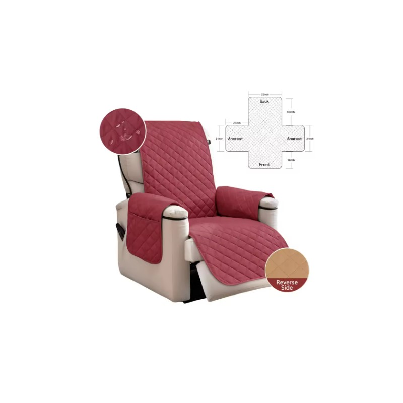 Waterproof Recliner Quilted Cover – Nonslip Furniture Slipcover with Elastic