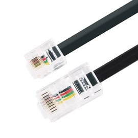 Cable adaptador RJ11 a RJ45, macho a macho cable de datos de teléfono, extensión modular de voz para auriculares (1 pie)