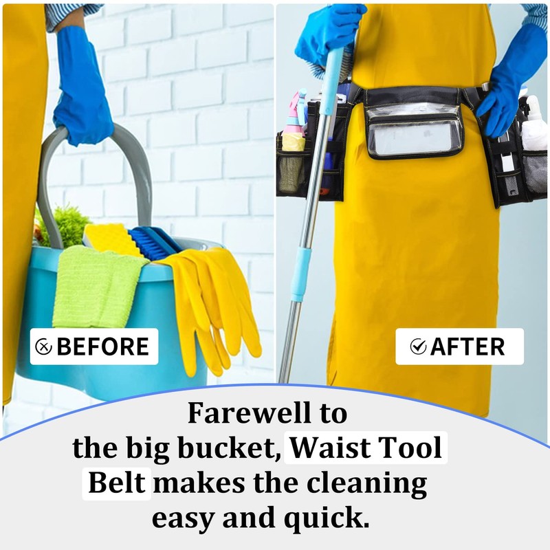 Cleaning Belt,Tool Pouch Waist Apron with Pockets Cleaning Supplies for