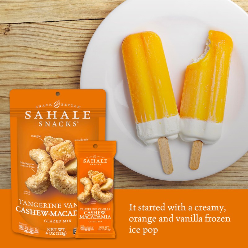 Sahale Snacks Tangerine Vanilla Cashew-Macadamia Glazed Mix,1.5 oz Grab &