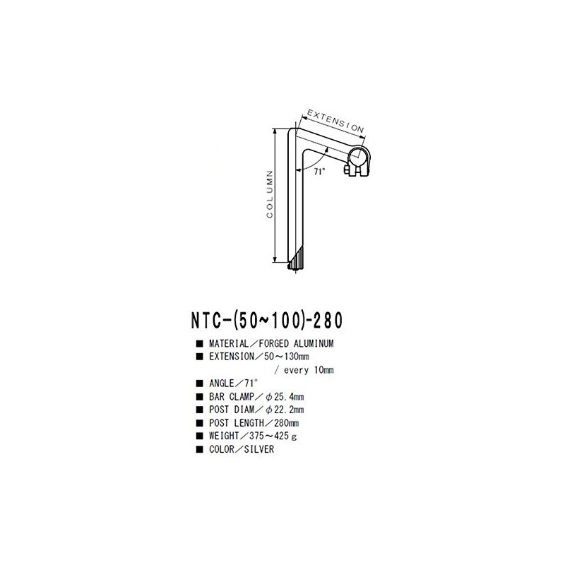 Nitto NTC-280 NTC-280 90 φ25.4 φ22.2 90 Silver Stem
