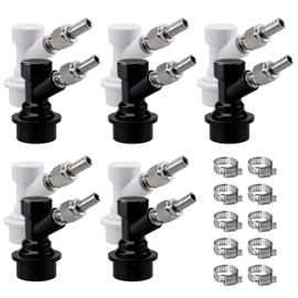 MRbrew Ball Lock Keg Fittings 5 Pairs Quick Ball Lock Disconnect Set with Stainless 5/16” Gas 1/4” Liquid Barbed MFL Swivel Nuts for Corny Keg Connectors Ball Lock for Keg Posts, Keg Coupler, Homebrew