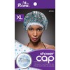 Shower Cap - Blue Dot Pattern, Vinyl material, elastic band,