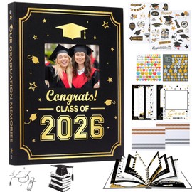 Pasimy Graduation Scrapbook Kit A4 Photo Album 60 Pages Removable DIY Memory Scrap Book Grad Picture Album with Stickers Holds 4x6 5x7 8x10 Pictures for Grad Class of 2026 Graduation Gifts(2026)