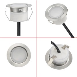 FVTLED Low Voltage LED Deck Lighting Kit Stainless Steel Waterproof Outdoor Landscape Garden Yard Patio Step Decoration Lamps LED In-ground Lights, Pack of 10(Warm White)