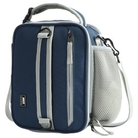 MIER Expandable Lunch Bag Insulated Lunch Box for Men Boys Teens to Work School Travel, Multiple Pockets Portable Lunchbox Bags with Shoulder Strap (Navy Blue