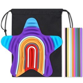 ARefugen Sensory Activity Board Sensory Fidget Toys for Kids Adults - Portable Busy Board for Stress Relief, Silent Calm Down Fidgets Pad ADHD Toys Age 3+ with Storage Bag (Rainbow Star)